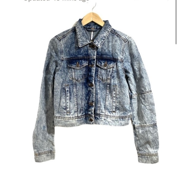 Free People jacket indigo acid wash NWT xs denim - Picture 3 of 7
